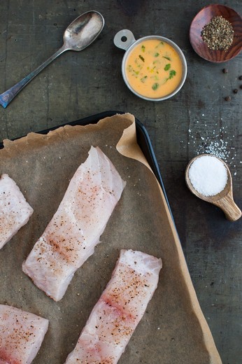 BAKED MAHI MAHI WRAPPED IN RED LETTUCE LEAF